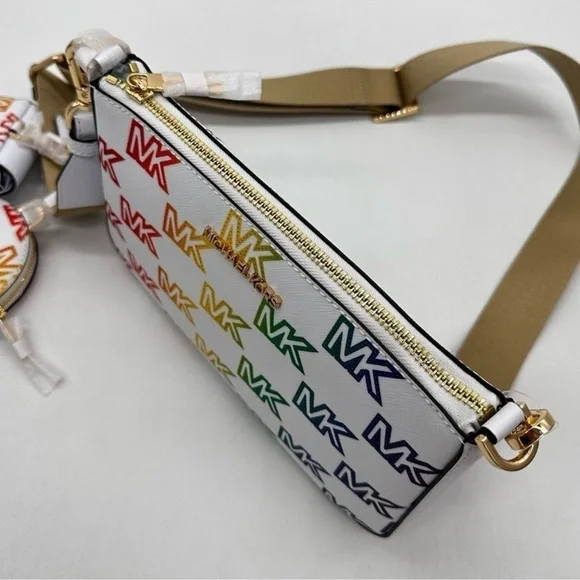Michael Kors Jet Set Price Medium Crossbody W Tech AccessoriesRainbow MK Logo